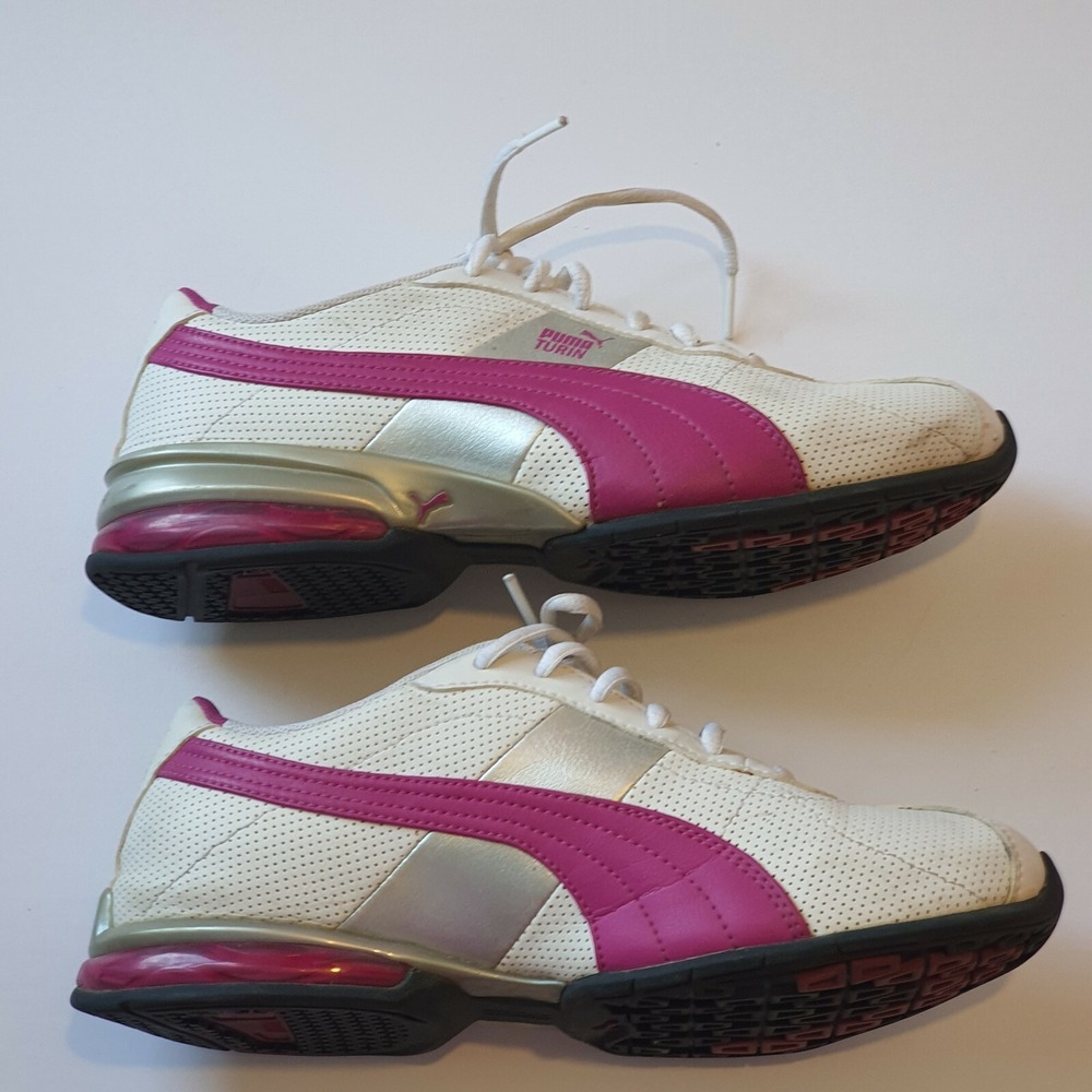 Puma Turin Shoes Size 8 Running Training Sneakers White Purple‎ Leather Girls